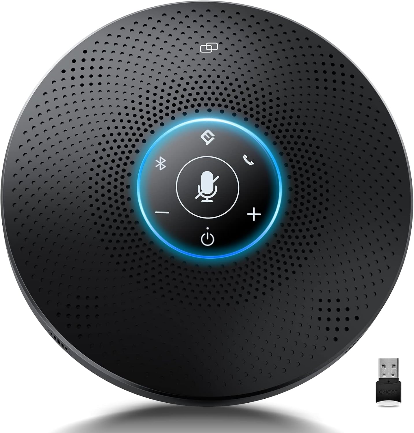 Bluetooth Speakerphone - eMeet M2 Max Professional Conference Speaker and 4 Directional Mics for up to 15 People Business Conference Calls High Volume Noise Reduction Daisy Chain Dongle Home