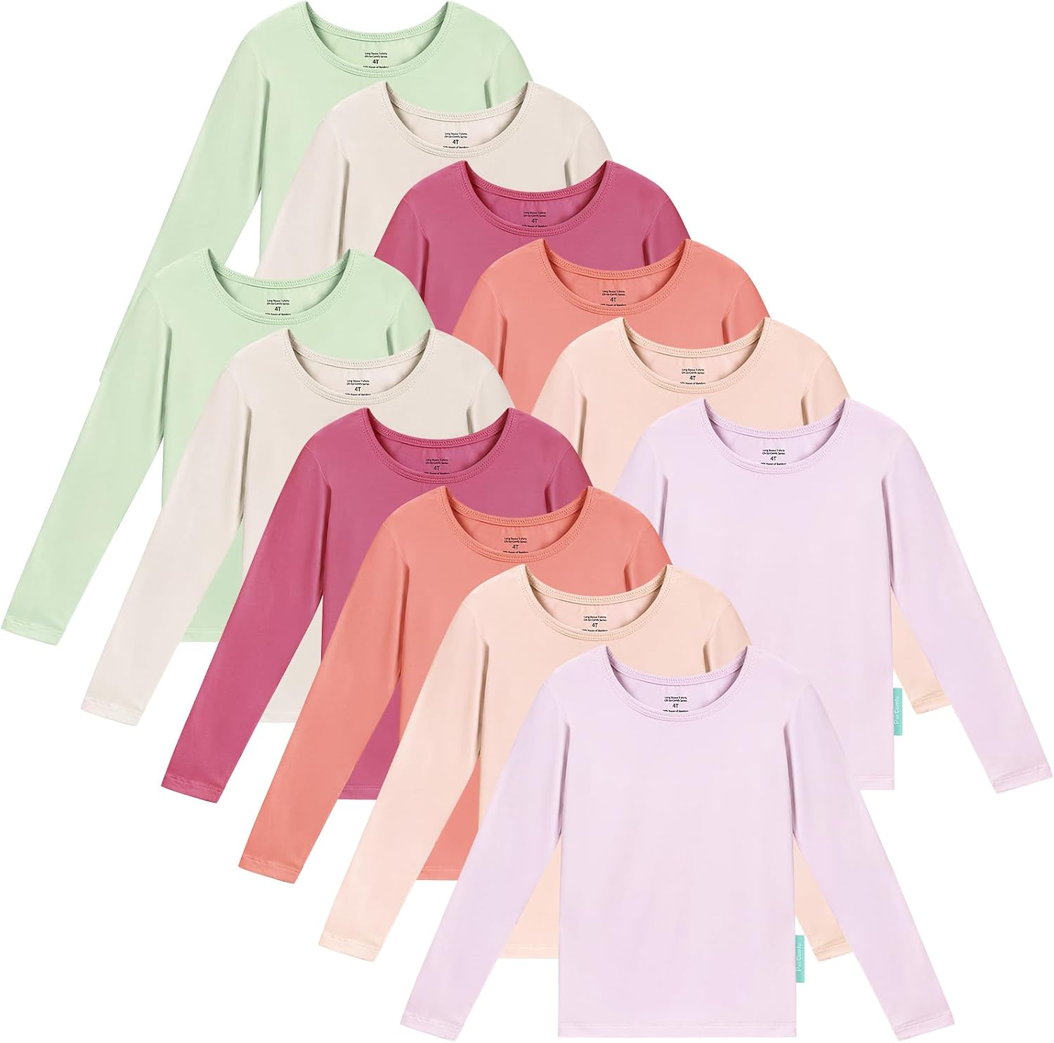 PurComfy Bamboo Viscose Toddler Long Sleeve T-Shirt | Soft, Breathable, Solid Basic Tops, For Kids Boys Girls
