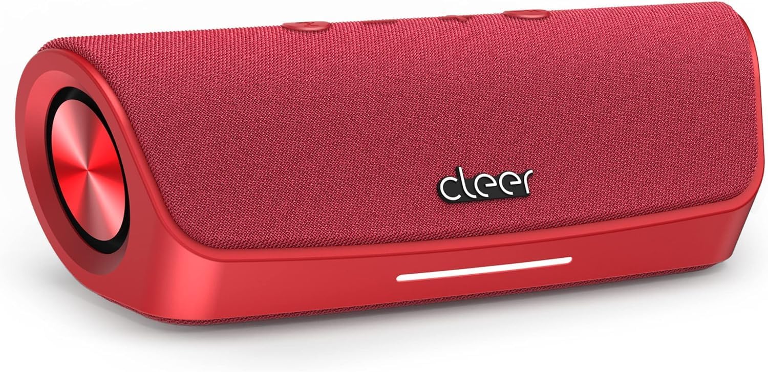 Cleer Scene Wireless Bluetooth Speaker, Red | Simple Pairing, Waterproof IPX7, 12Hrs Play time, Deep Bass, Built-in Mic
