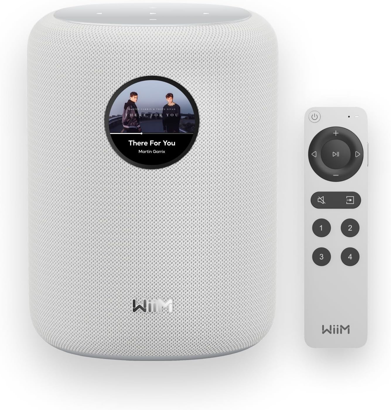 WiiM Sound Smart Speaker with Hi-Res Audio, WiFi and Touchscreen, White | 100W peak 2.1 stereo, 1.8" touch display, AI RoomFit, multi-room audio, stereo pairing, WiFi 6E, voice remote includ